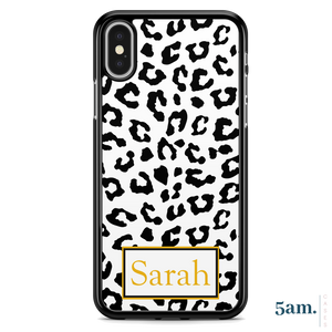 Black & White Leopard Print Personalised Case