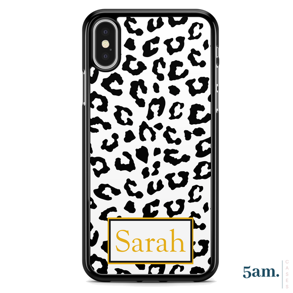 Black & White Leopard Print Personalised Case