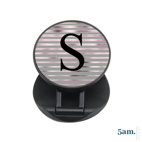 Rose Gold Stripe Personalised Initial Phone Grip